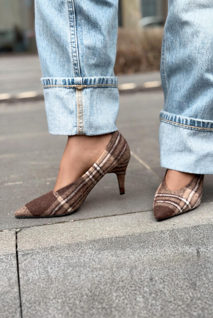 Kairo Kahverengi Tüvit Kumaş Kadın Stiletto - ILOVESHOES
