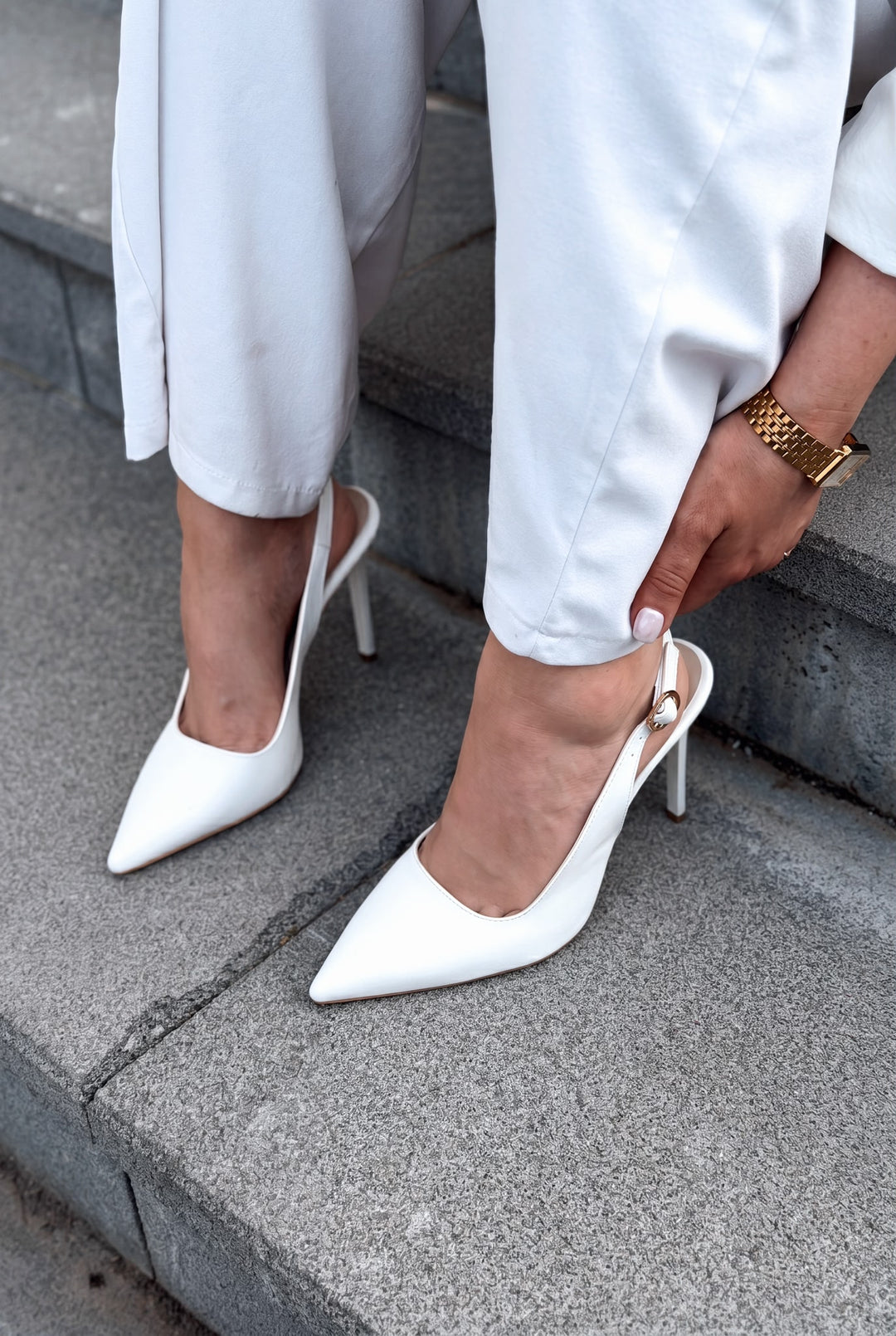 Lure Beyaz Mat Deri Kadın Stiletto