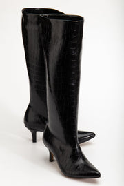 Celmira Kadın Topuklu Çizme Siyah Desenli - ILOVESHOES