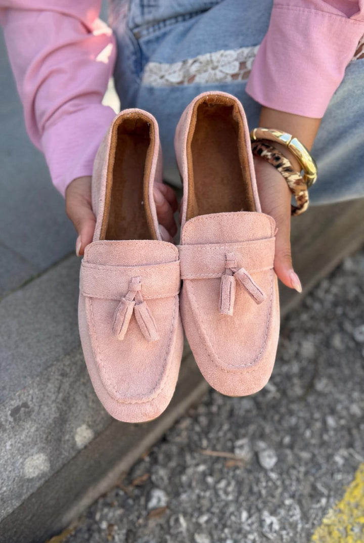 Olena Pudra Süet Kadın Loafer - ILOVESHOES