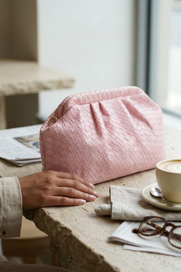Lurine Kadın Clutch Çanta Pembe Mat Deri - ILOVESHOES