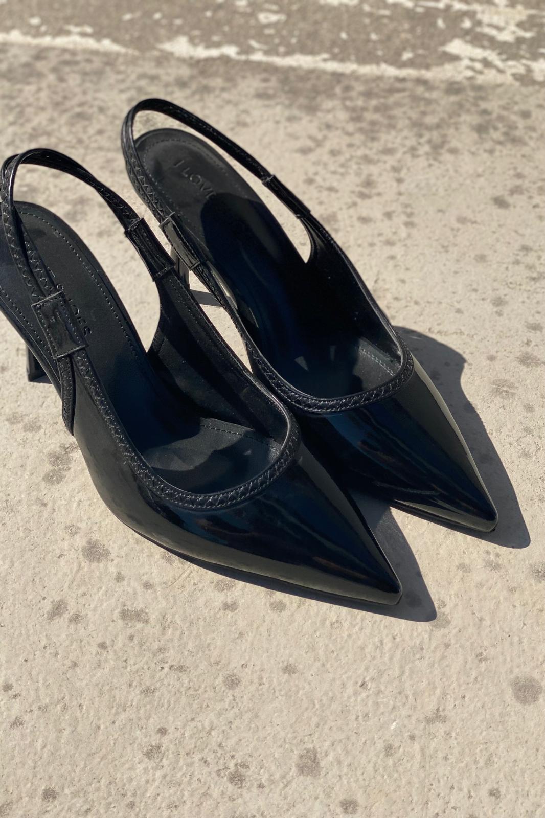 Veniro Rugan Siyah Stiletto - ILOVESHOES