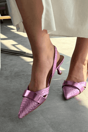 Midans Parlak Deri Kısa Topuklu Stiletto Pembe - ILOVESHOES