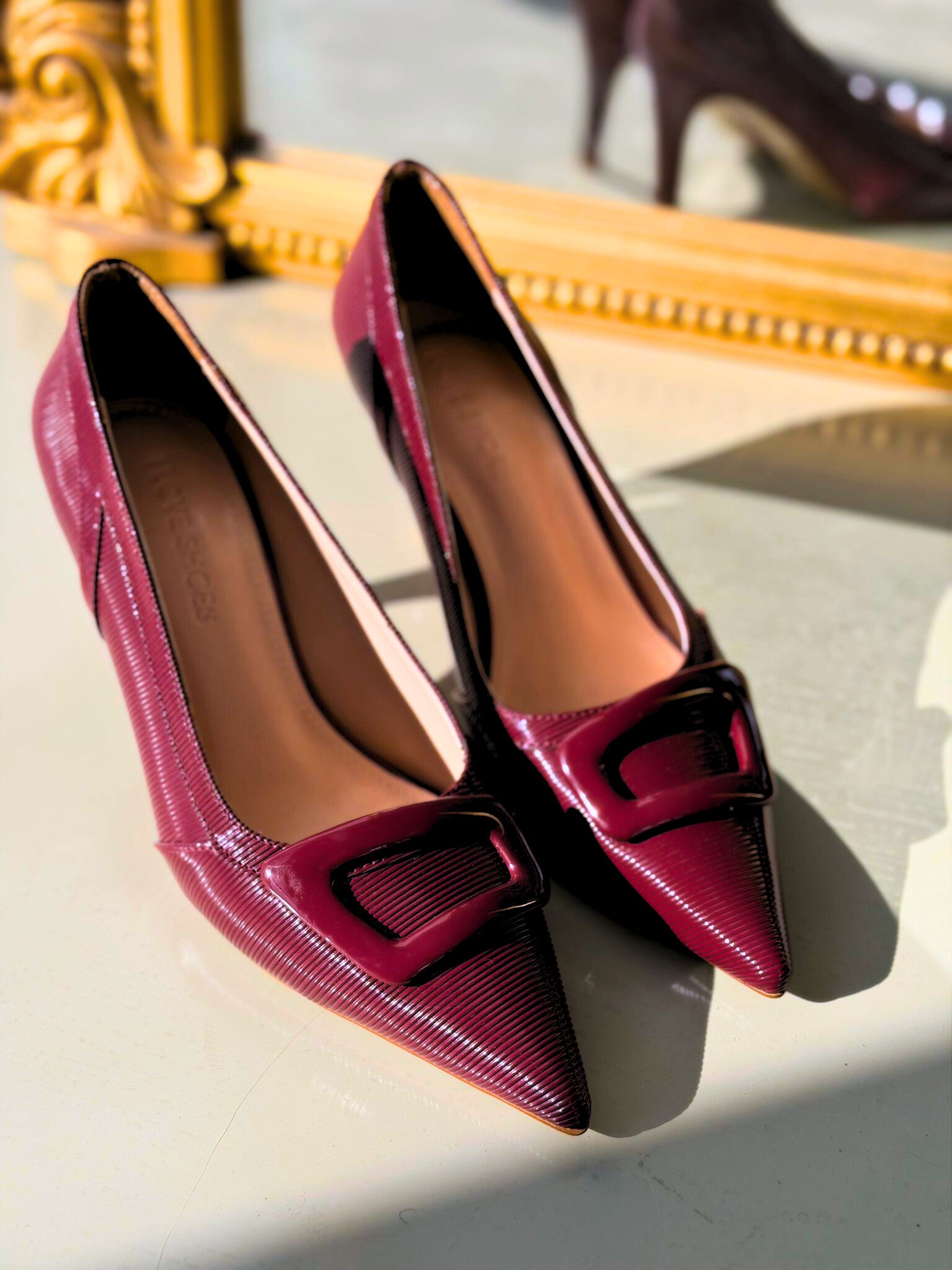Finrel Stiletto Bordo Rugan Toka Detaylı - ILOVESHOES