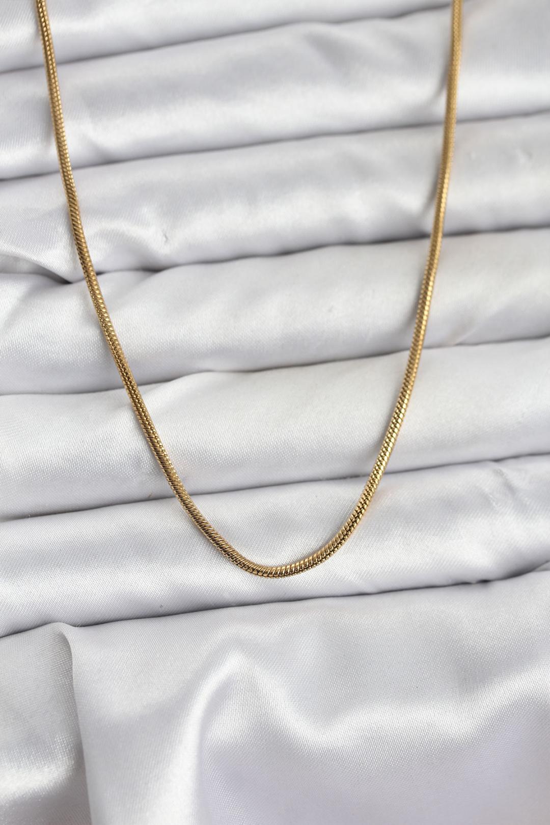 ILS - 1067 Kadın Kolye Gold Çelik Yılan Zincir - ILOVESHOES