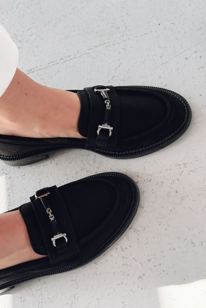Torja Nubuk Siyah Kadın Loafer - ILOVESHOES
