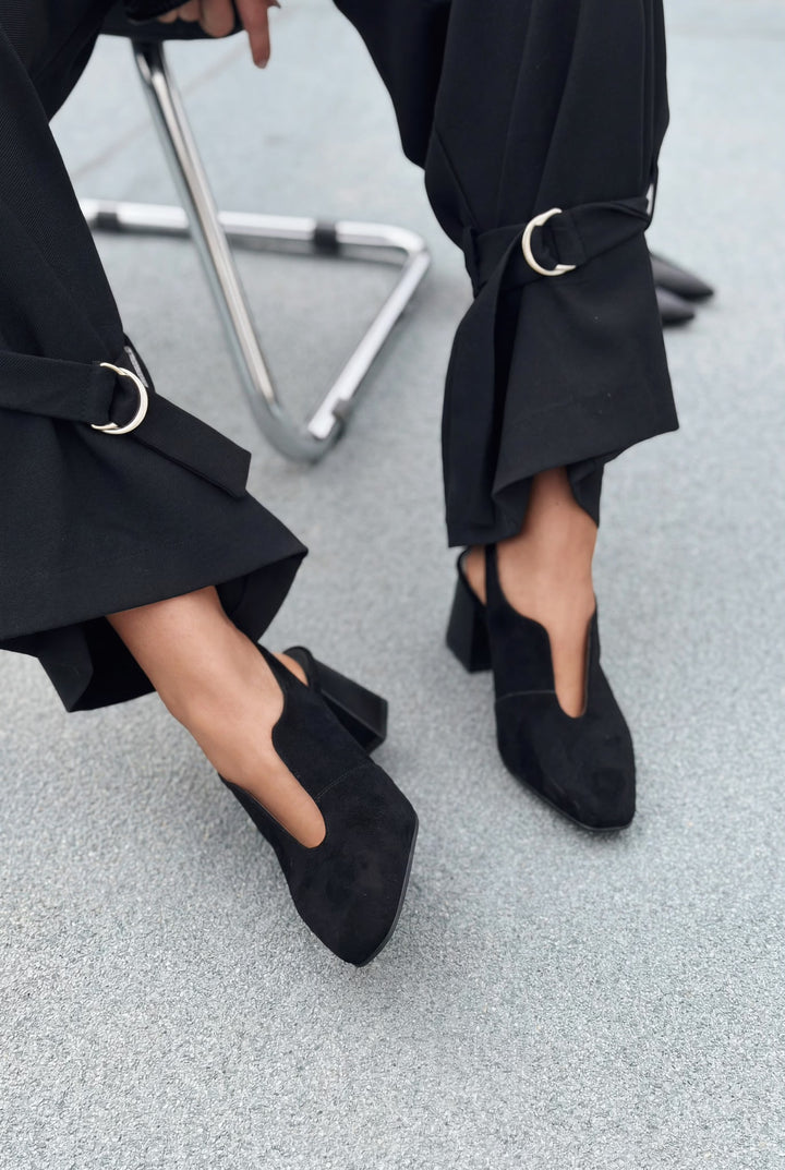 Pelora Siyah Süet Kadın Topuklu Ayakkabı - ILOVESHOES