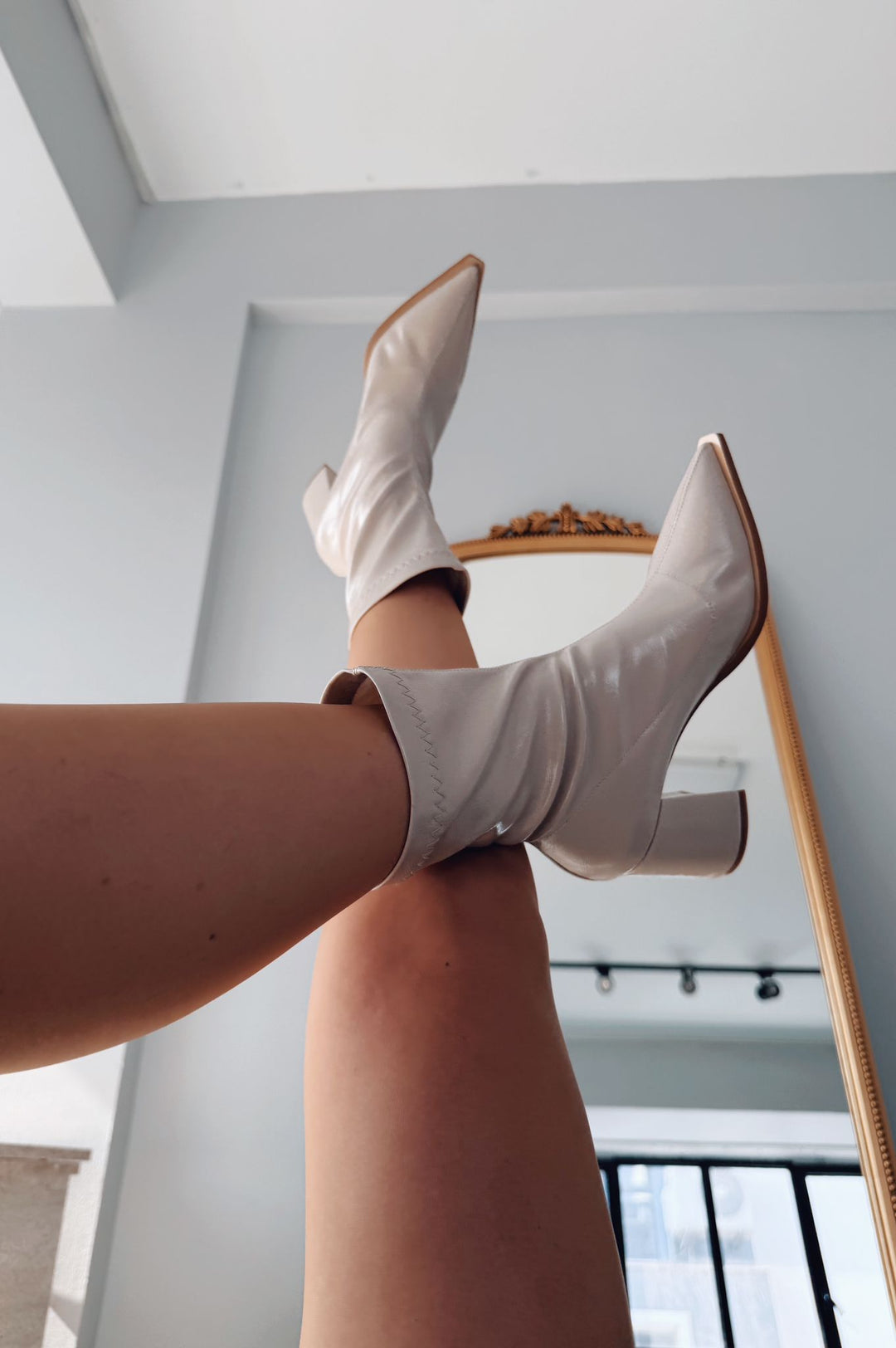 Caryne Kadın Topuklu Streç Bot Bej Rugan - ILOVESHOES