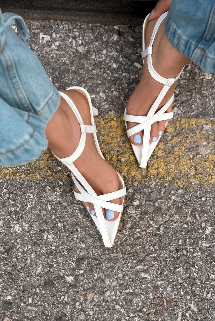 Morlen Topuklu Sandalet Beyaz Rugan - ILOVESHOES