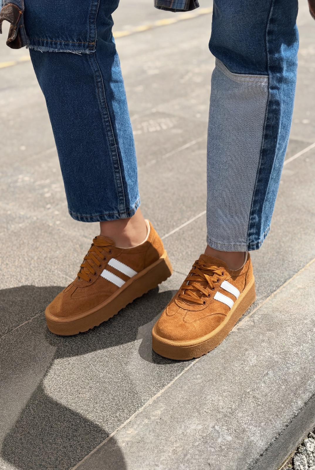 Vireo Kadın Spor Ayakkabı Taba Süet - ILOVESHOES