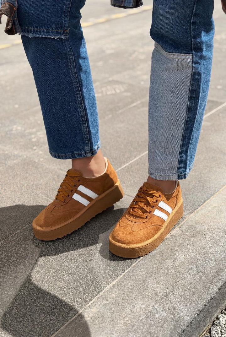 Vireo Kadın Spor Ayakkabı Taba Süet - ILOVESHOES