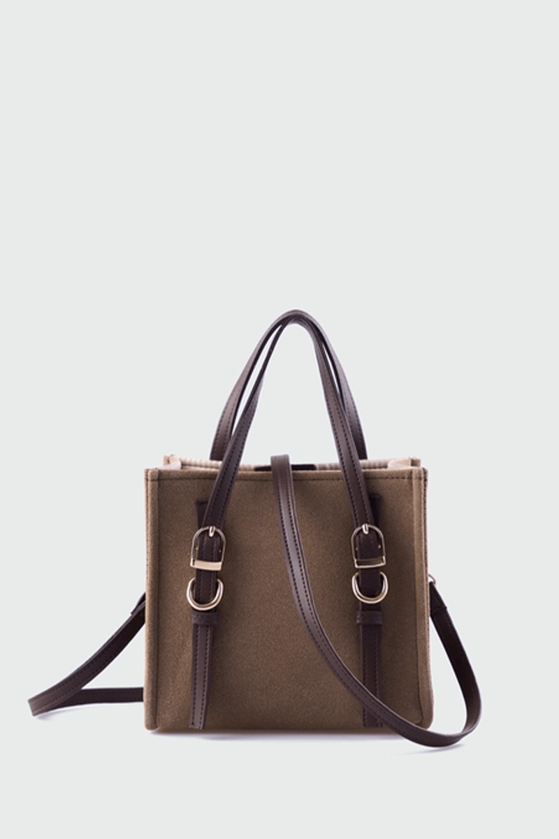 Olyra Çapraz Çanta Kahvrengi Süet Kemer Detaylı - ILOVESHOES