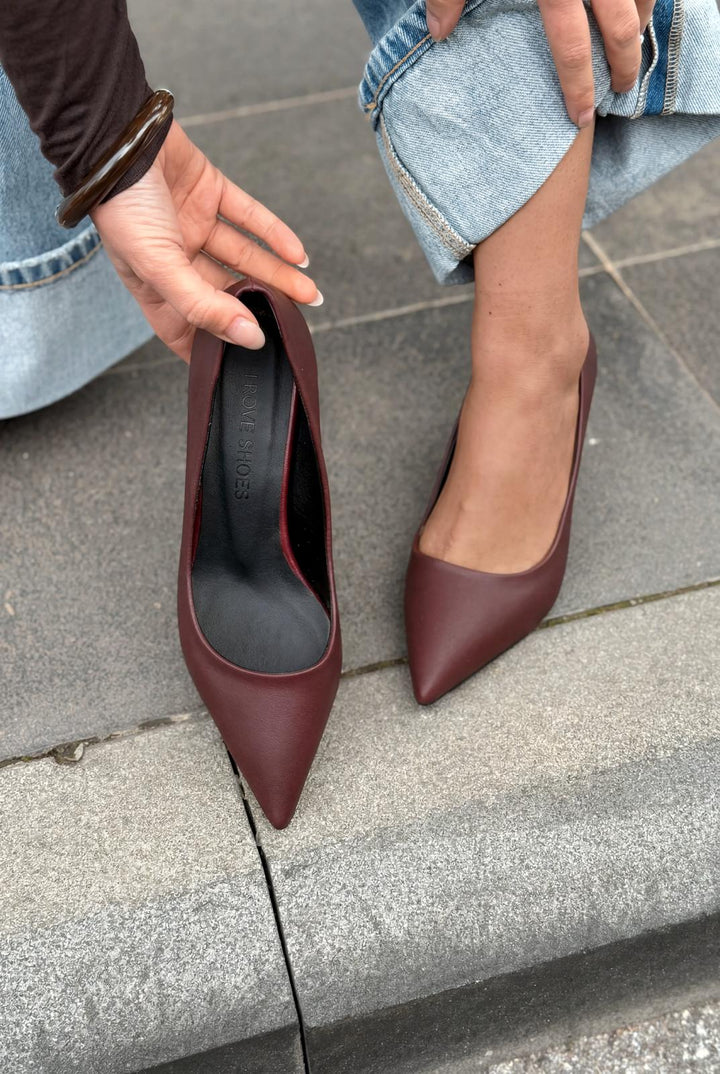 Delvion Bordo Mat Deri Kadın Stiletto - ILOVESHOES