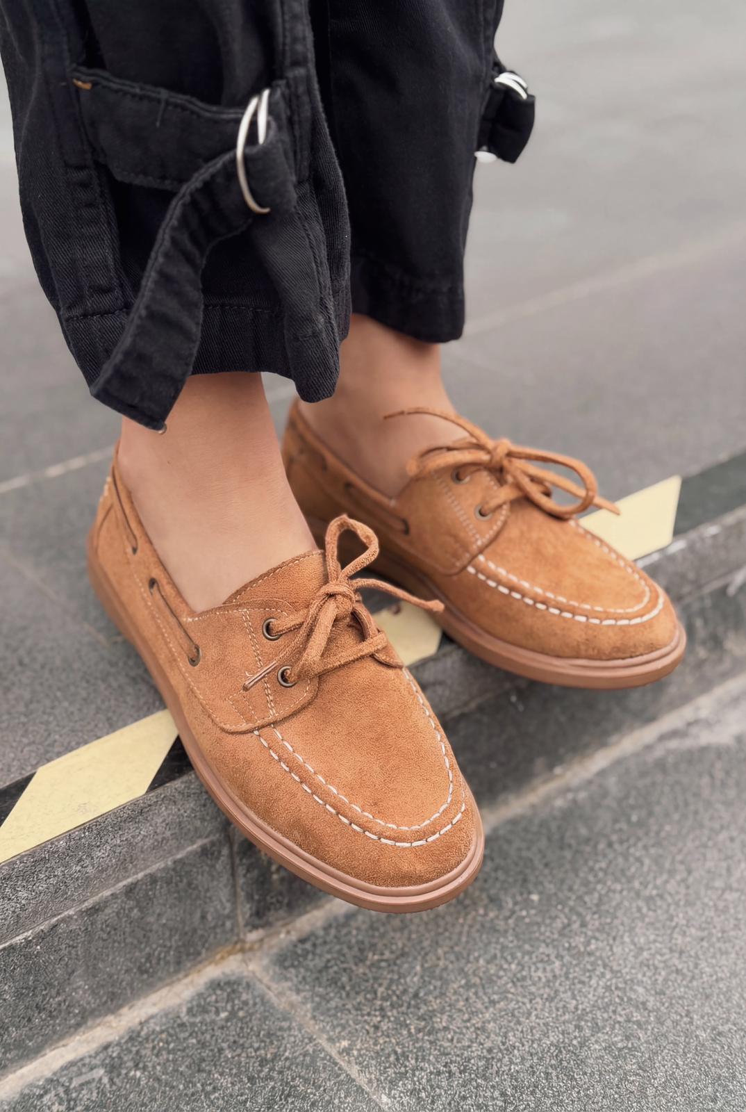 Morin Kadın Oxford Ayakkabı Taba Süet - ILOVESHOES