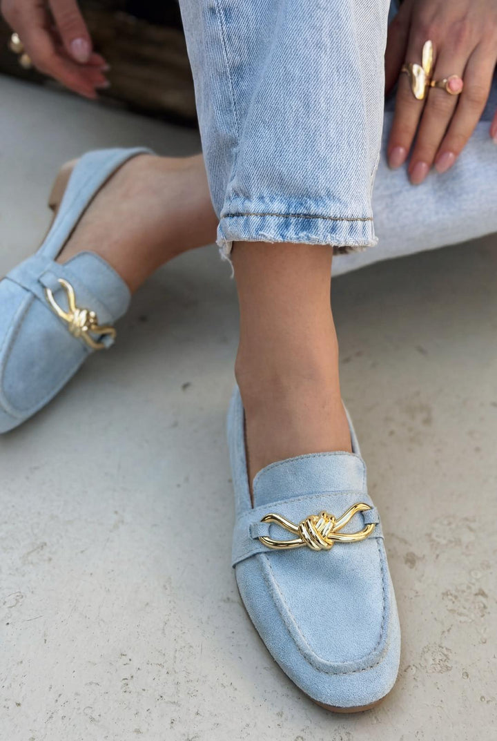 Avelis Kadın Loafer Bebek Mavisi Süet Fiyonk Detaylı - ILOVESHOES