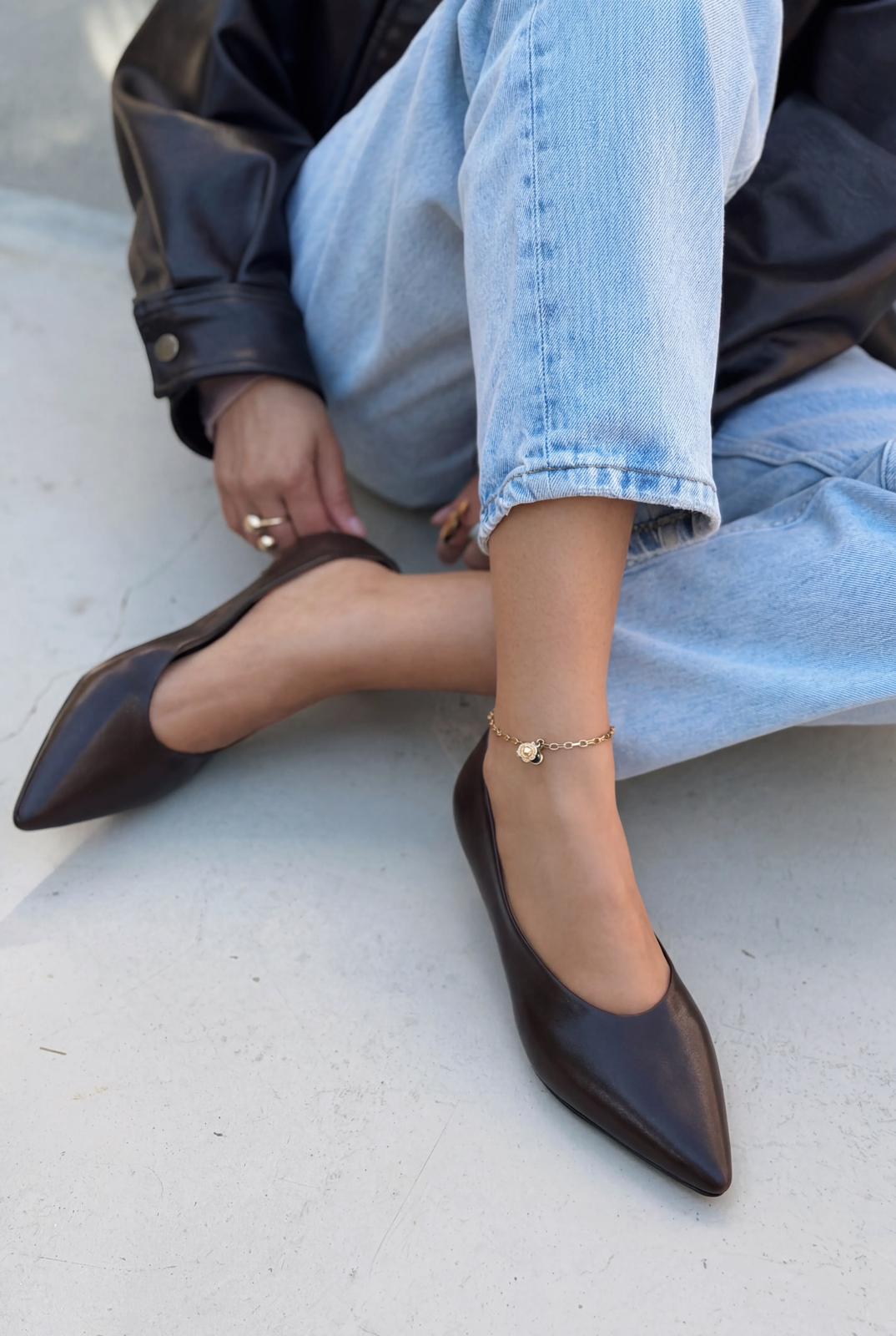 Seranis Stiletto Acıkahve Mat Deri - ILOVESHOES