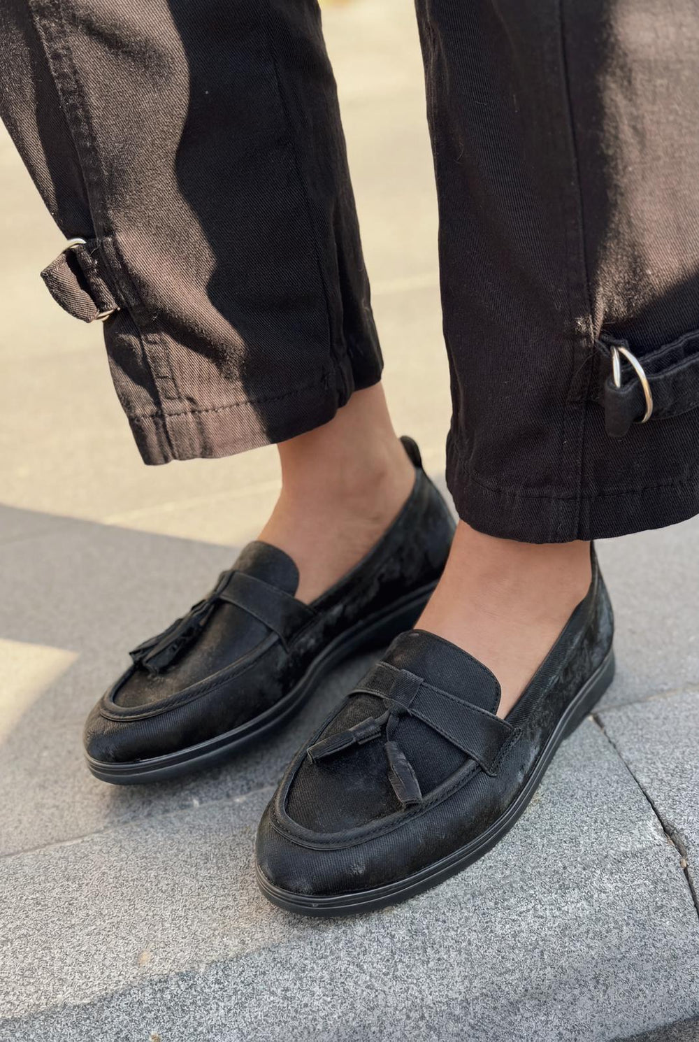 Yorvik Kadın Loafer Siyah Saten - ILOVESHOES