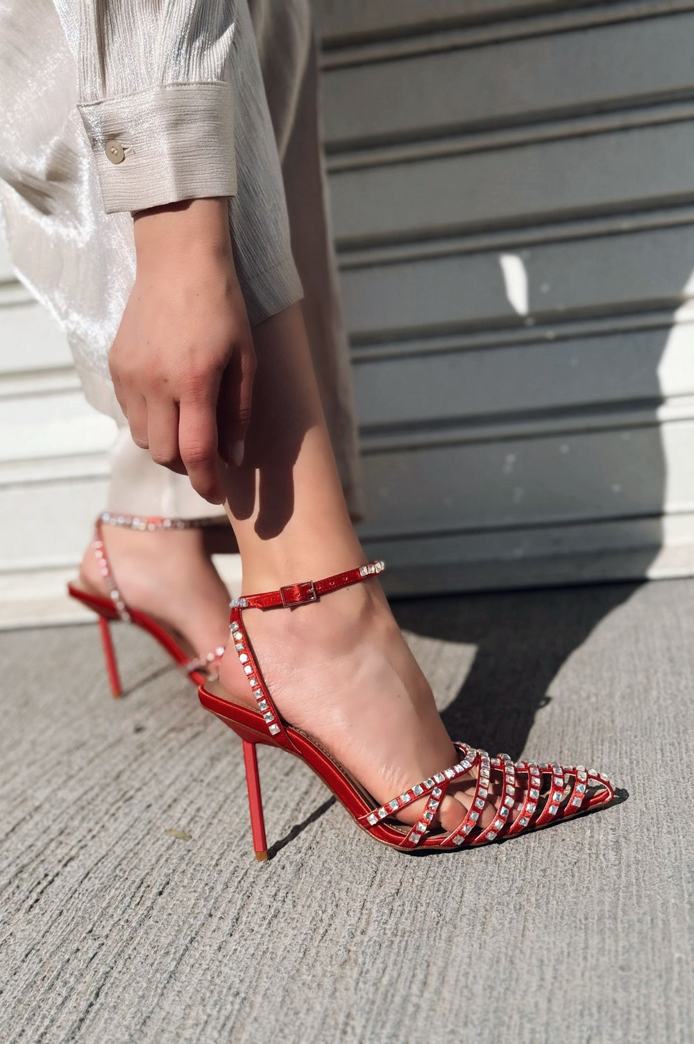 Penoria Mat Kırmızı Bant Detaylı Stiletto - ILOVESHOES