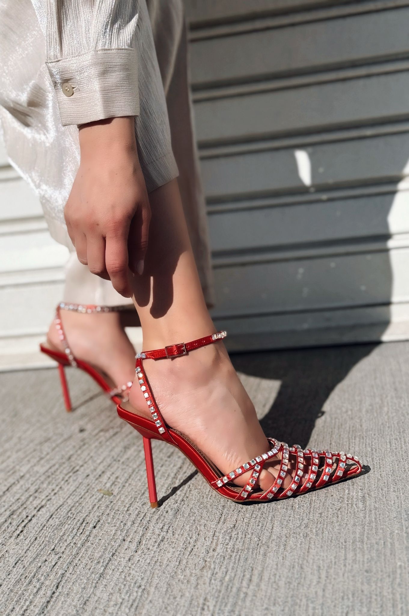 Penoria Mat Kırmızı Bant Detaylı Stiletto - ILOVESHOES
