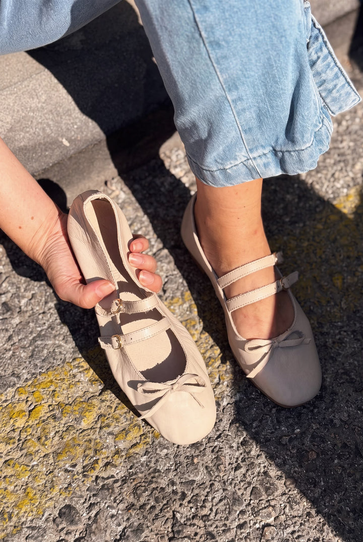 Lovia Bej Mat Hakiki Deri Kadın Babet - ILOVESHOES