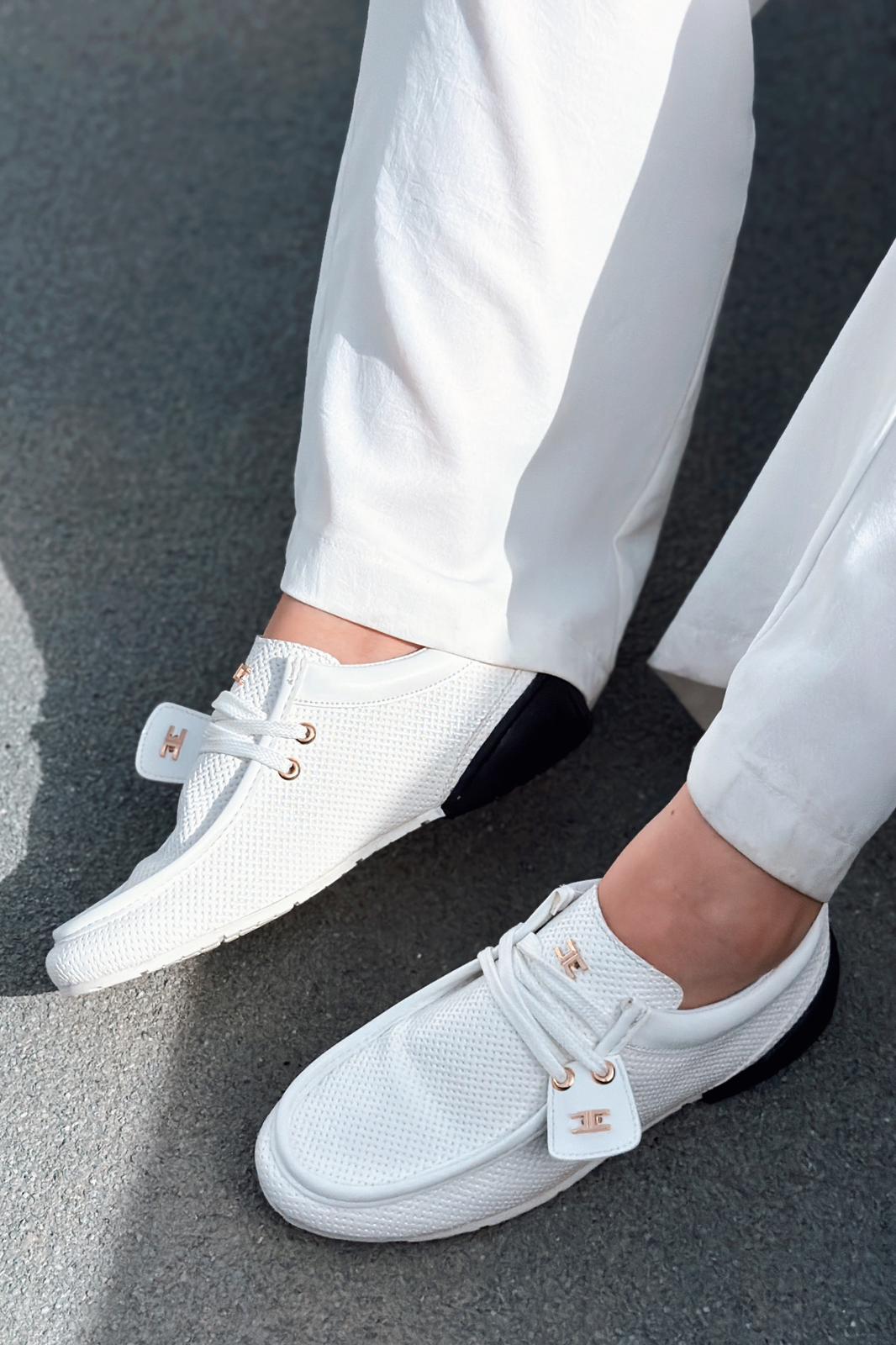 Vionelle Beyaz Mat Deri Kadın Spor Ayakkabı - ILOVESHOES