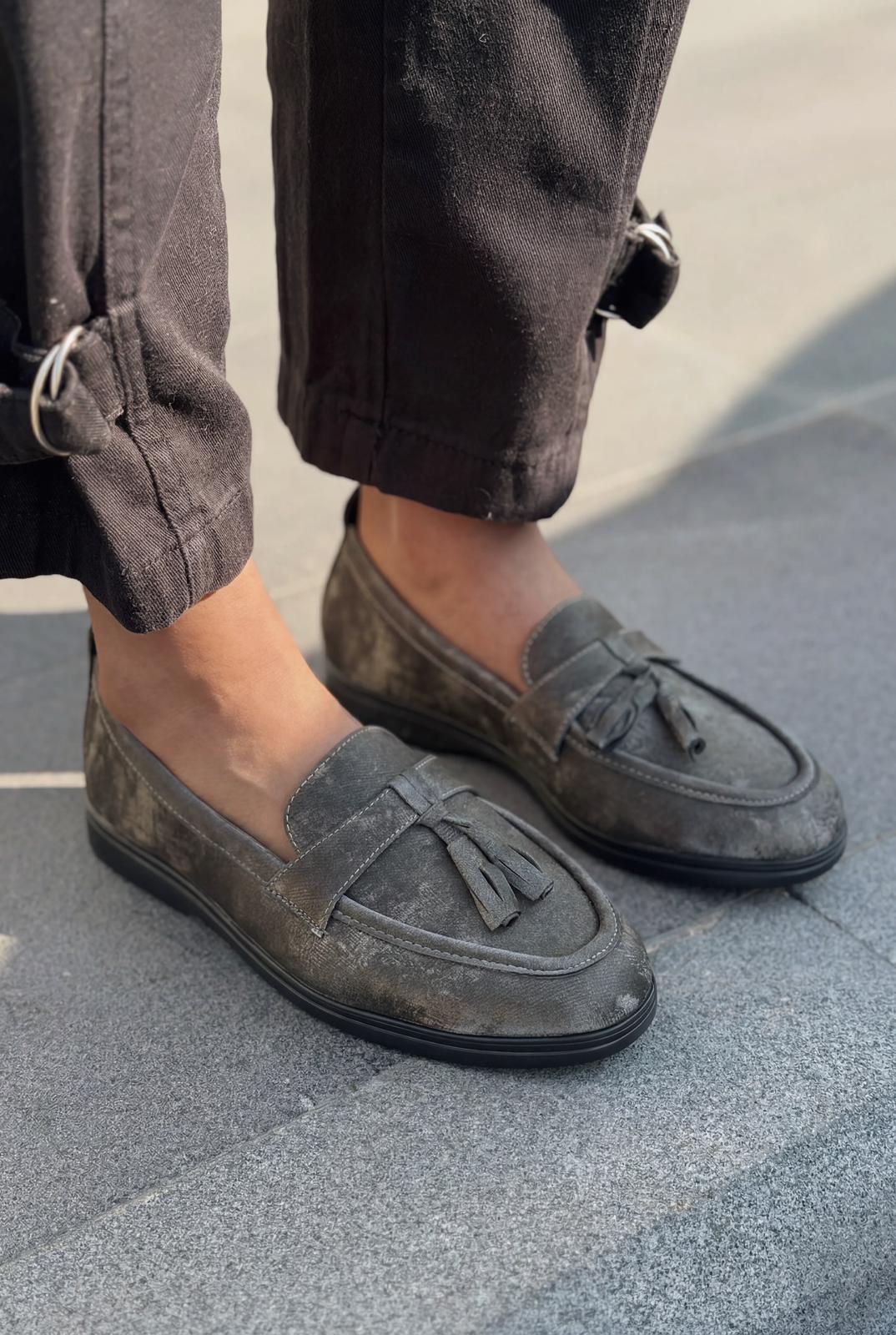 Yorvik Kadın Loafer Gri Saten - ILOVESHOES