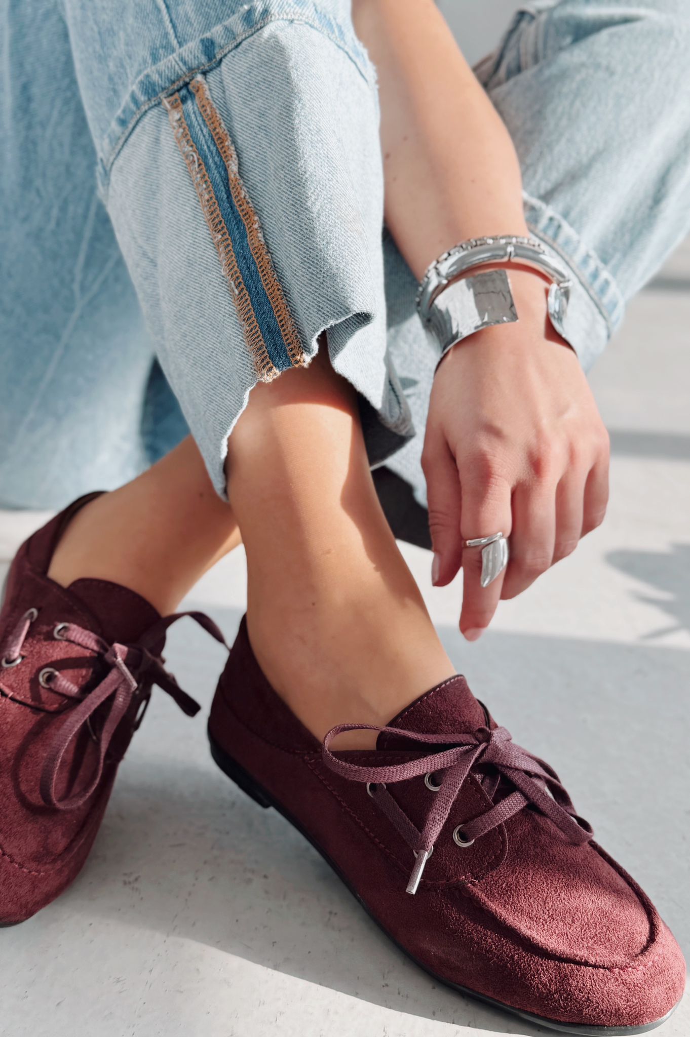 Maltra Kadın Oxford Ayakkabı Bordo Süet - ILOVESHOES