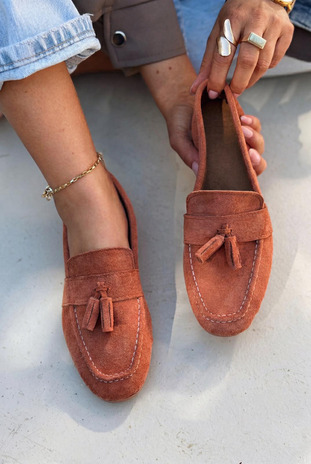 Olena Kadın Loafer Kiremit Süet - ILOVESHOES