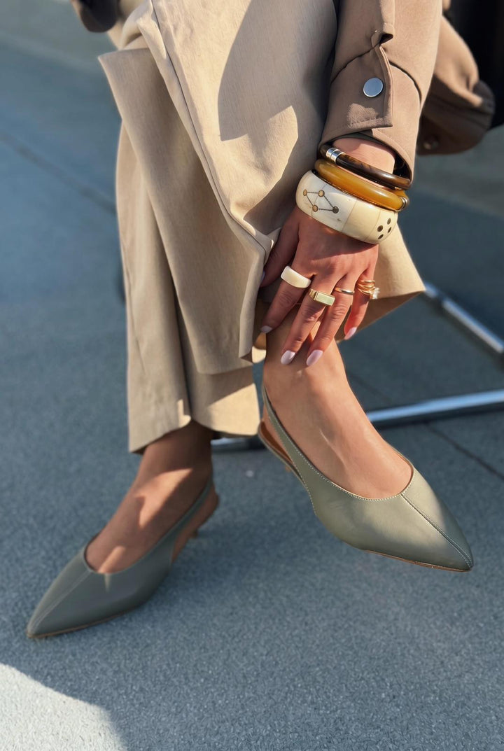 Selor Hakiki Deri Haki Mat Deri Kadın Stiletto - ILOVESHOES
