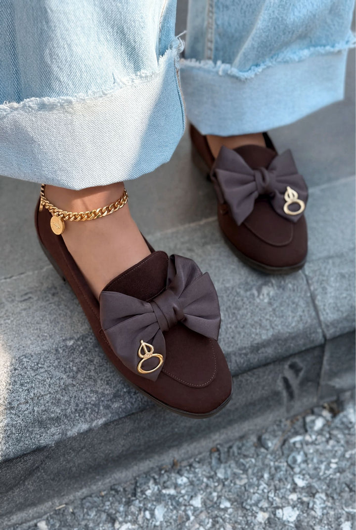 Norrada Kadın Loafer Acıkahve Saten - ILOVESHOES
