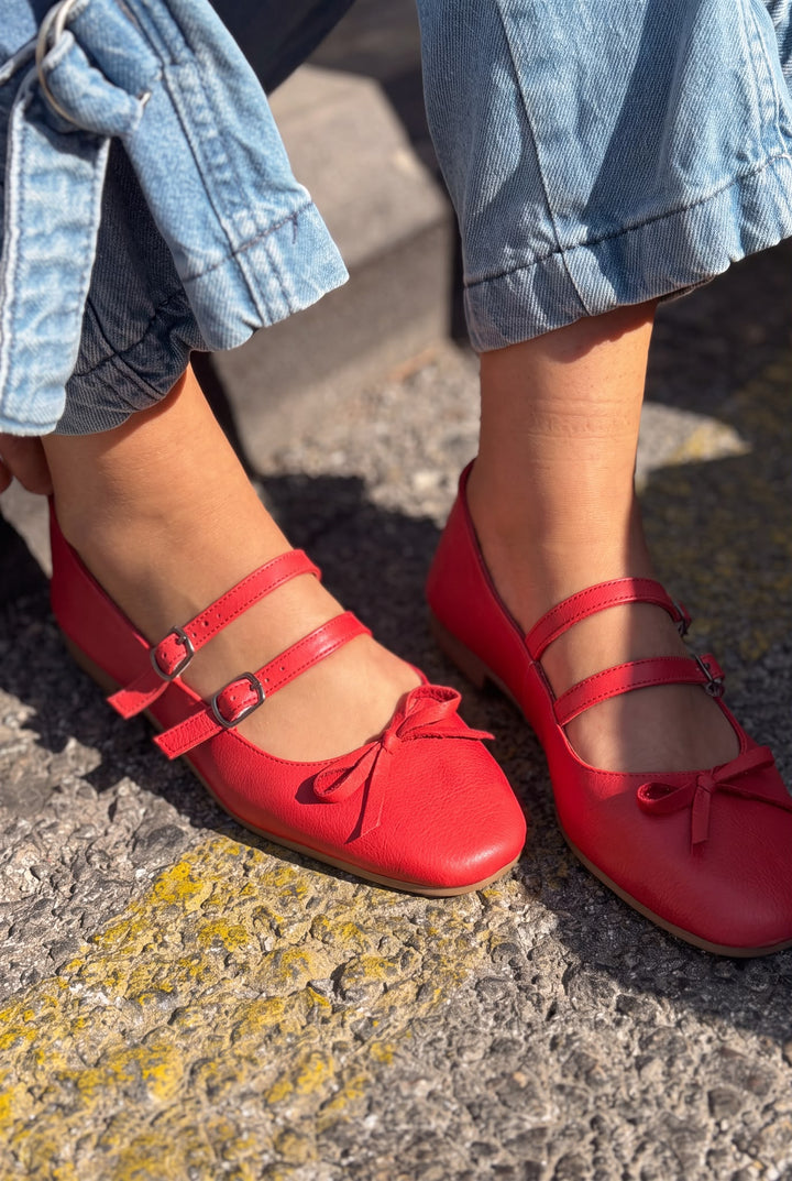 Lovia Kırmızı Mat Hakiki Deri Kadın Babet - ILOVESHOES