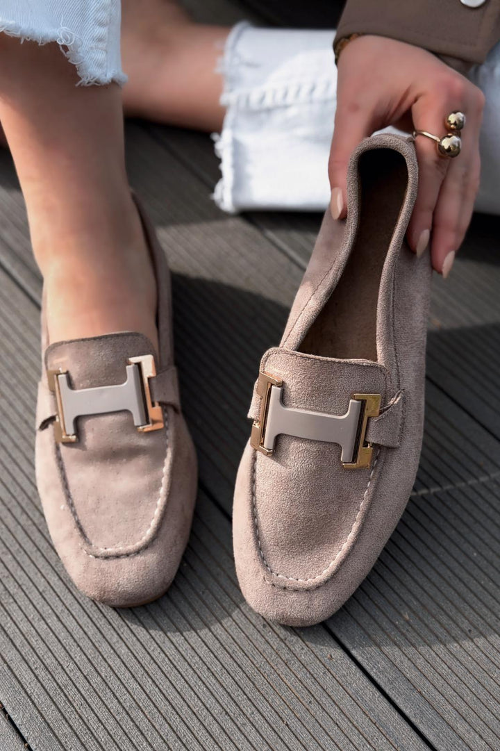 Elara Kadın Loafer Vizon Süet - ILOVESHOES