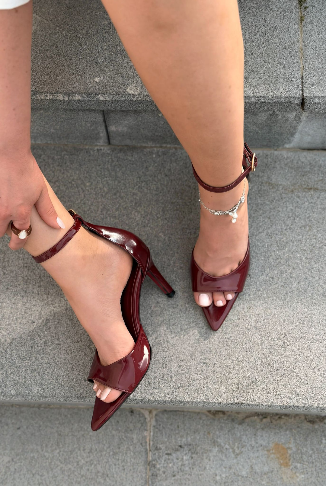 Limra Bordo Rugan Kadın Topuklu Sandalet - ILOVESHOES