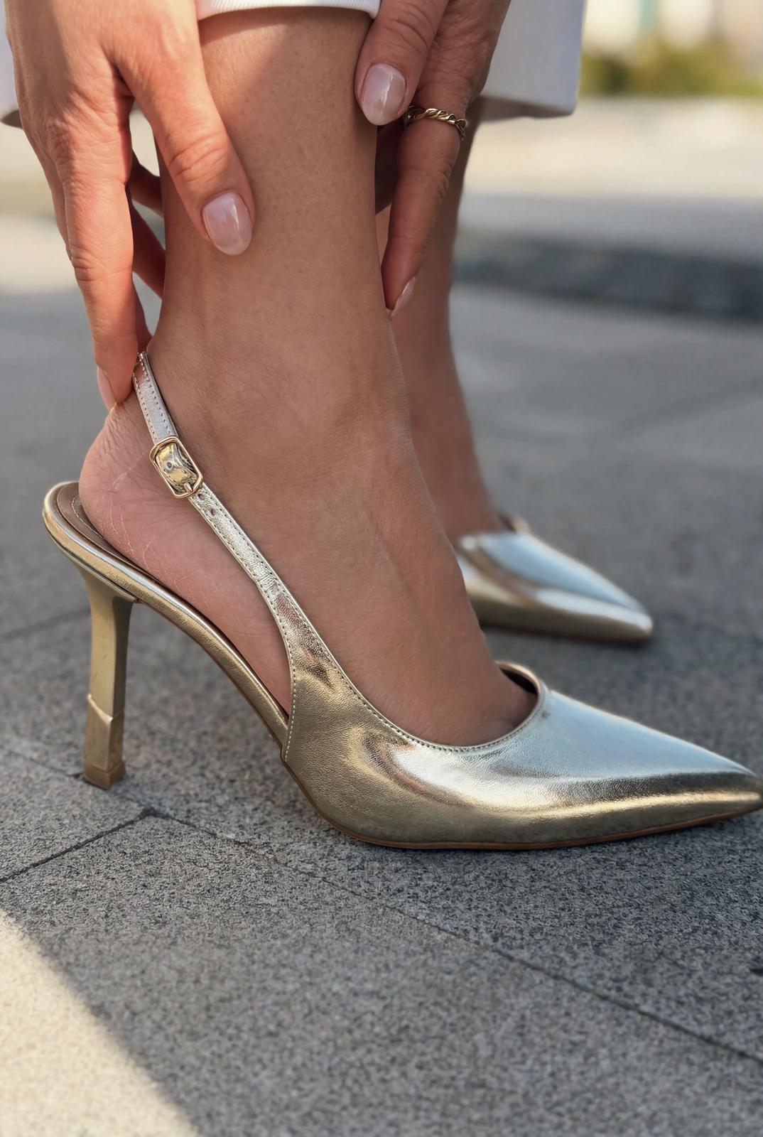 Soriel Stiletto Gold Parlak Deri - ILOVESHOES