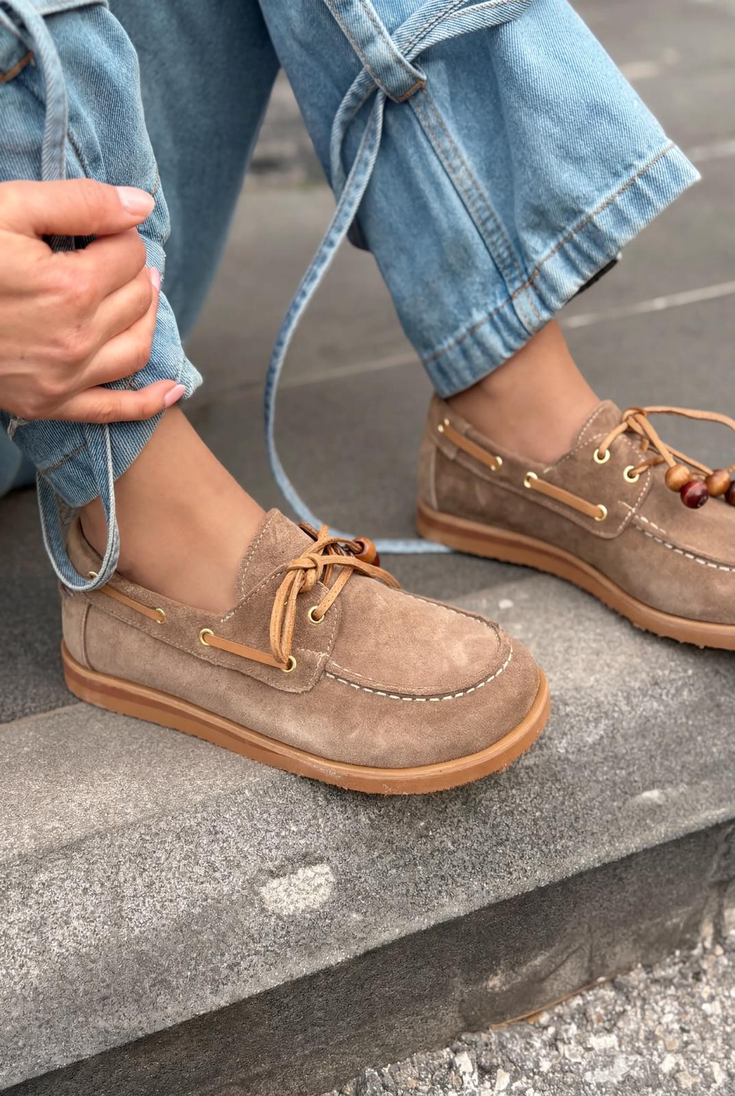 Armon Hakiki Süet Kadın Vizon - ILOVESHOES