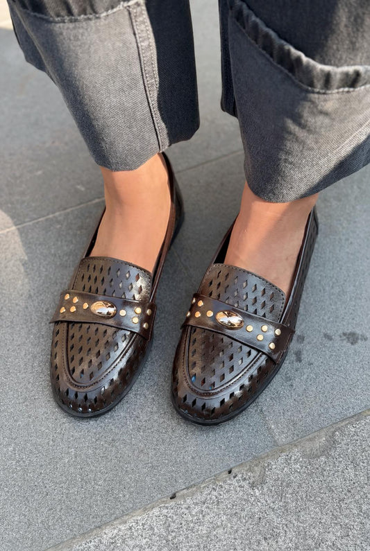 Ardion Kadın Loafer Acıkahve Mat Deri