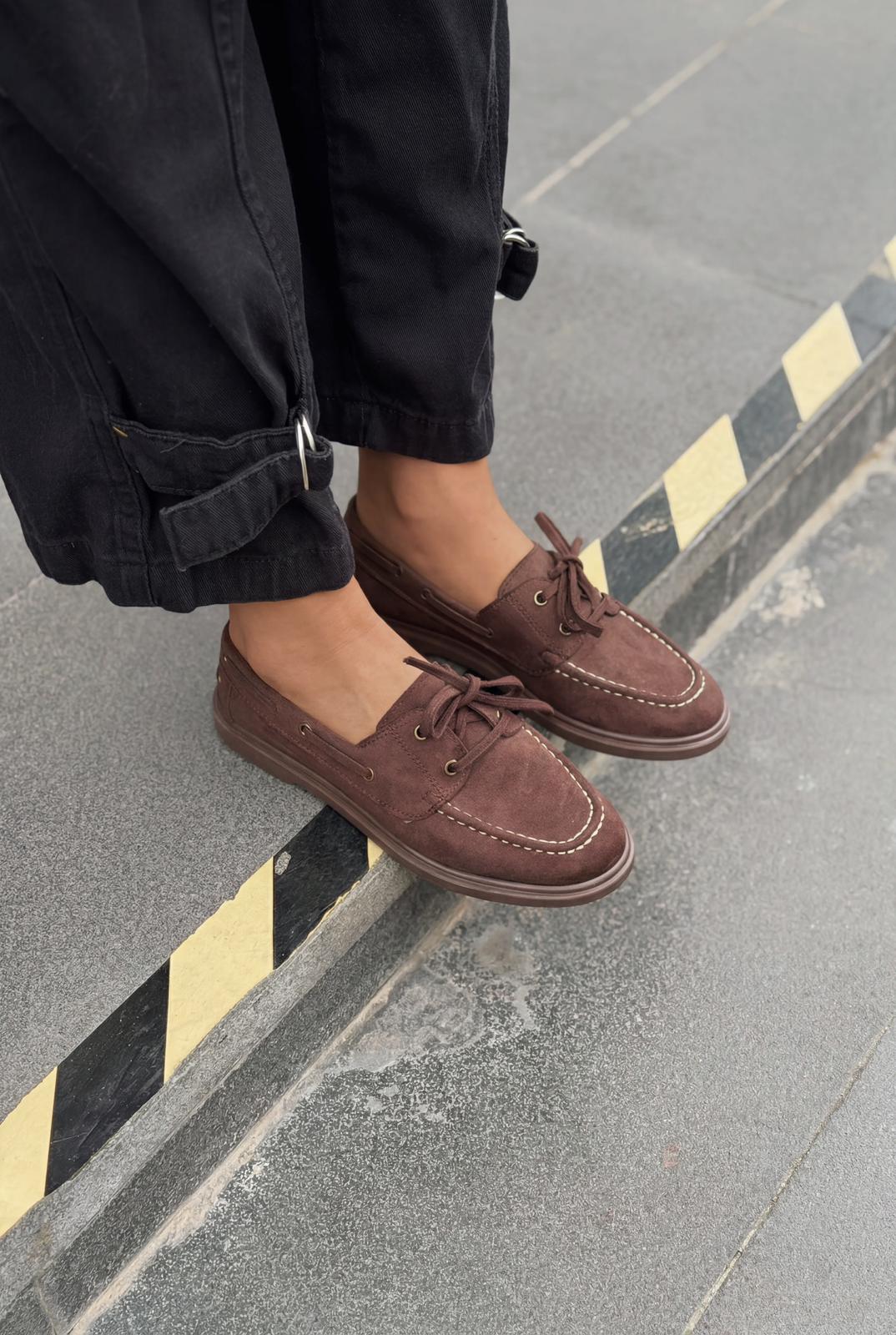 Morin Kadın Oxford Ayakkabı Acıkahve Süet - ILOVESHOES