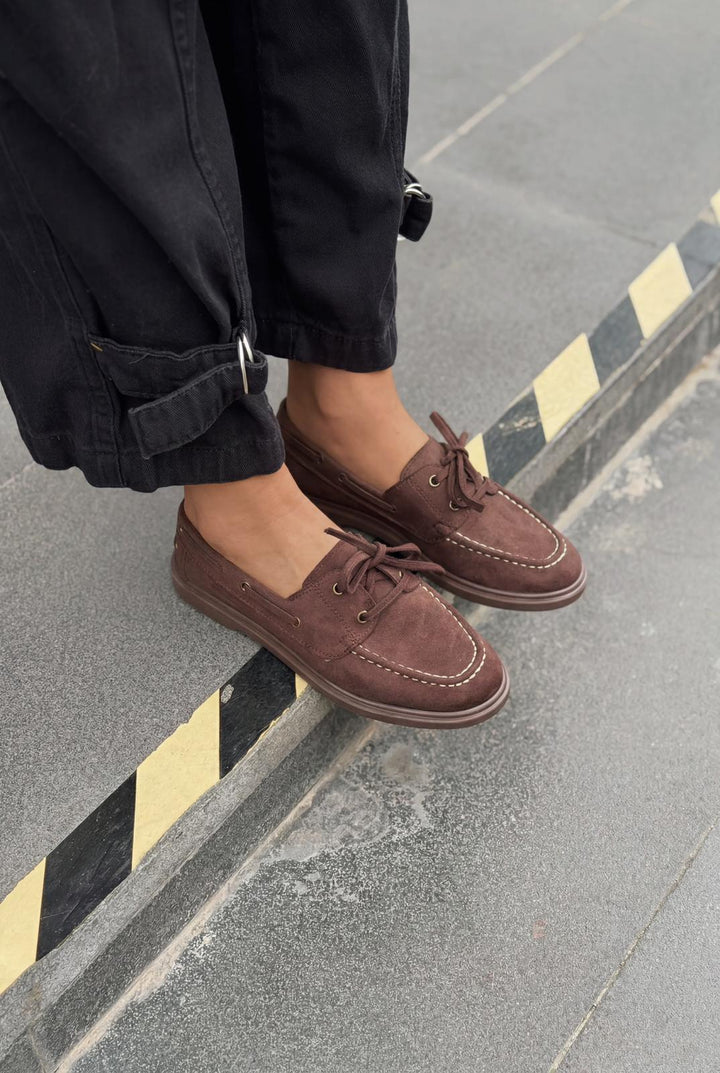 Morin Kadın Oxford Ayakkabı Acıkahve Süet - ILOVESHOES