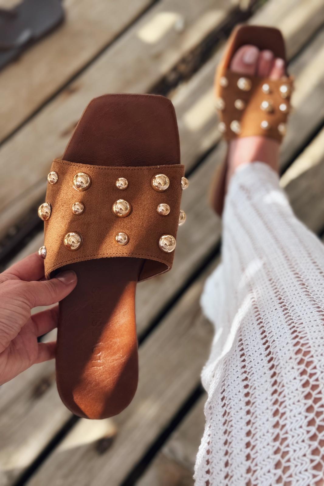 Neslor Süet Taba Troklu Kadın Terlik - ILOVESHOES