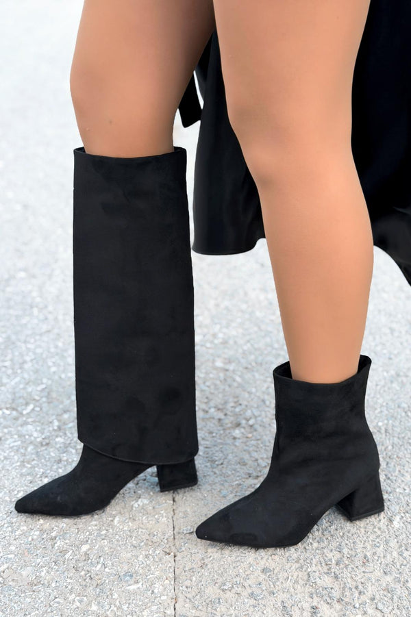 Axen Kadın Kadın Tak - Çıkar Bot - Çizme Siyah Süet - ILOVESHOES