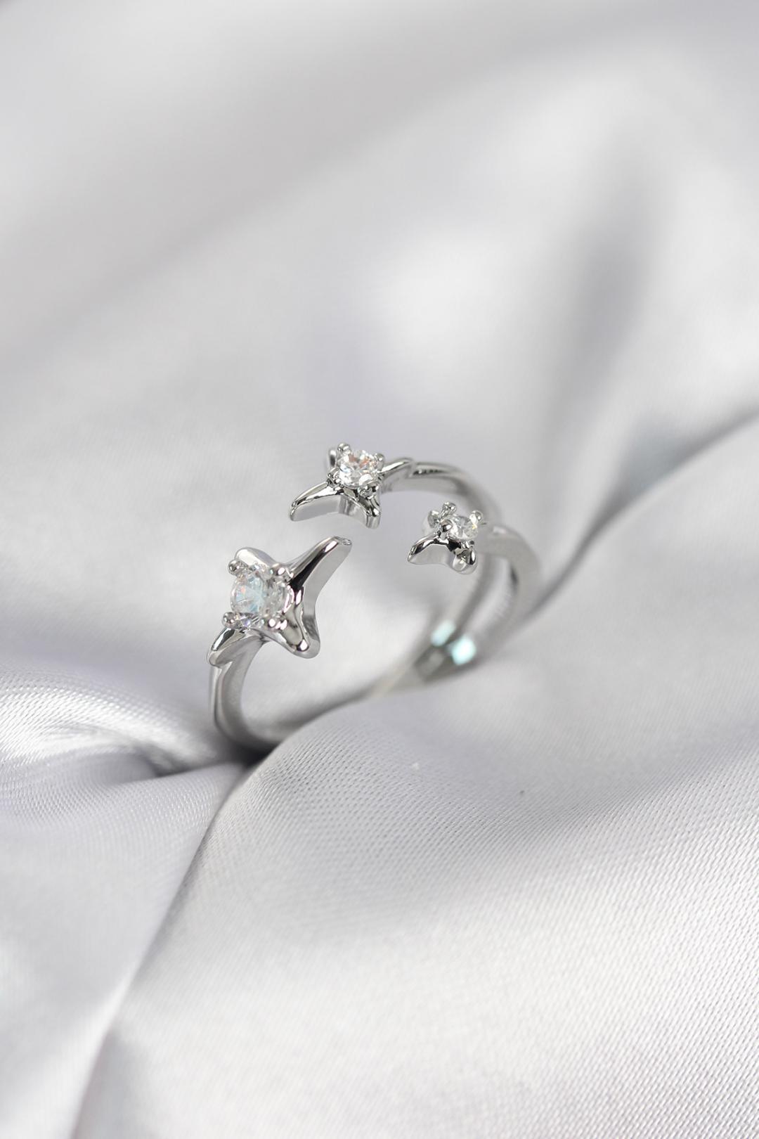 ILS - 1095 Kadın Yüzük Gümüş Pirinç Kutup Yıldızı Model - ILOVESHOES