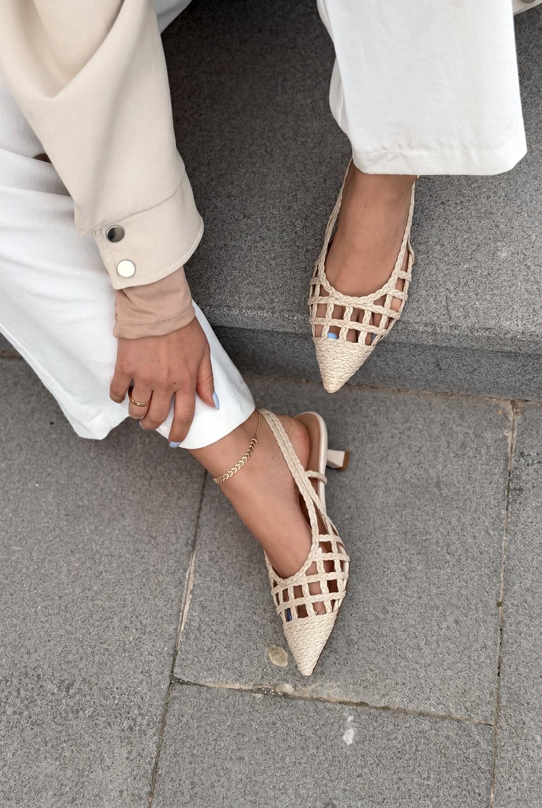 Zelya Bej Mat Deri Kadın Topuklu Ayakkabı - ILOVESHOES