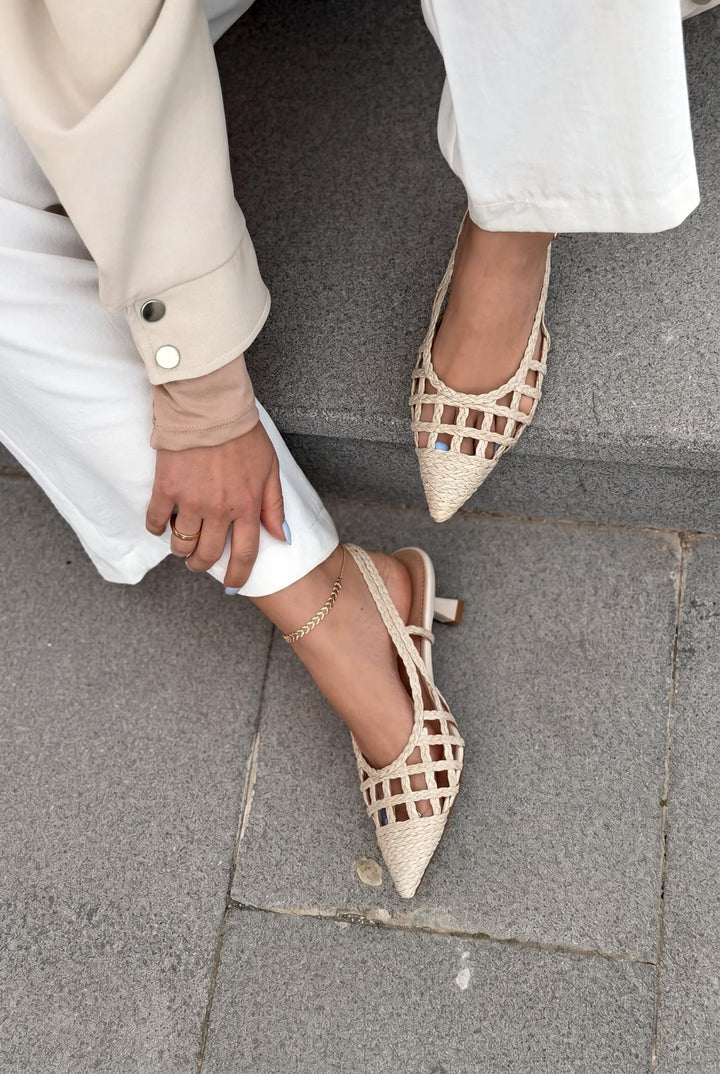 Zelya Bej Mat Deri Kadın Topuklu Ayakkabı - ILOVESHOES