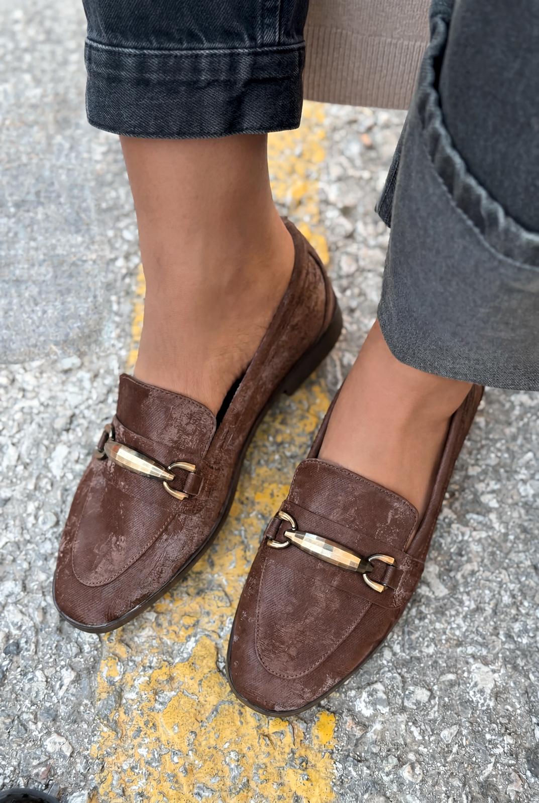 Ardena Kadın Loafer Acıkahve Saten - ILOVESHOES