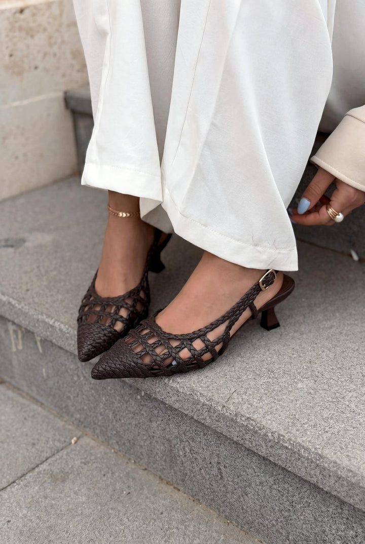 Zelya Acıkahve Mat Deri Kadın Topuklu Ayakkabı - ILOVESHOES