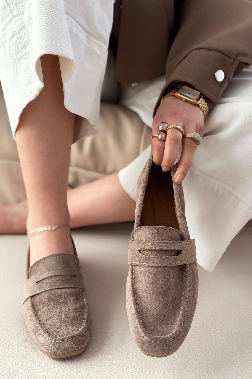 Orvino Vizon Süet Günlük Kadın Babet - ILOVESHOES
