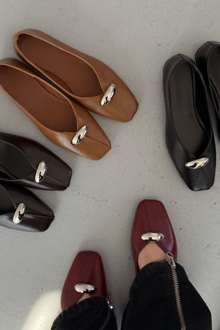 Tormel Kadın Babet Siyah Mat Deri - ILOVESHOES