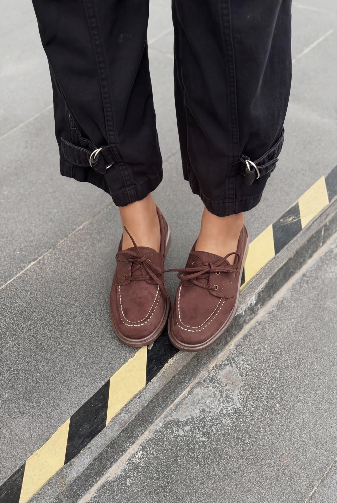 Morin Kadın Oxford Ayakkabı Acıkahve Süet - ILOVESHOES
