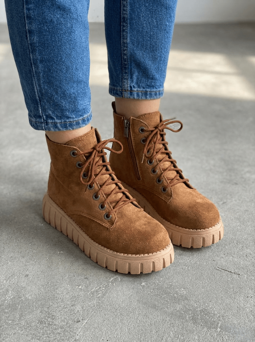 Norveta Kadın Bot Taba Süet - ILOVESHOES