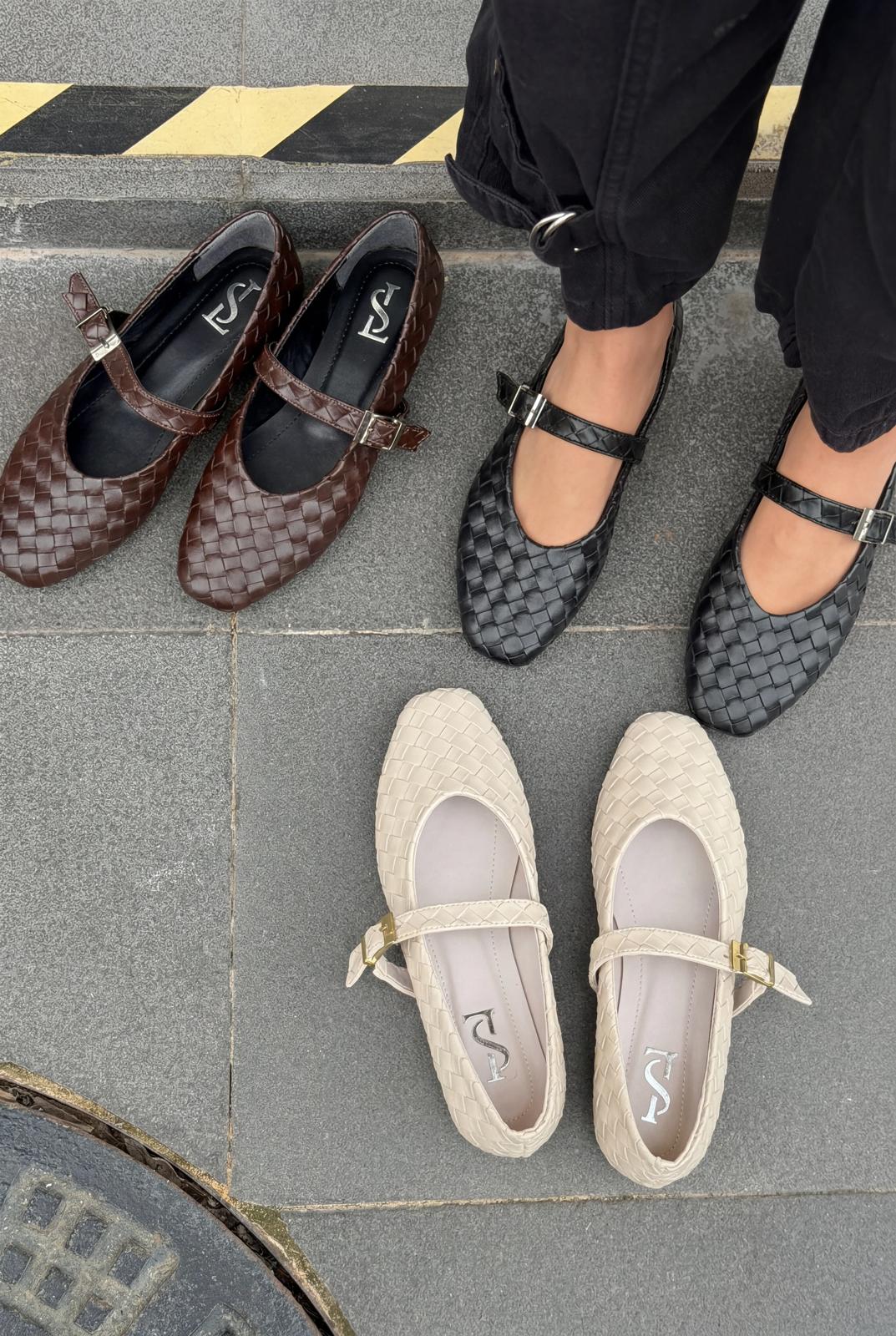 Vespera Kadın Babet Bej Mat Deri - ILOVESHOES